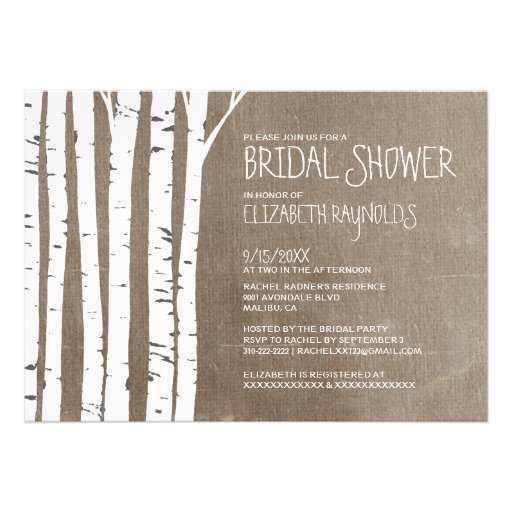Western Birch Tree Bridal Shower Invitations
