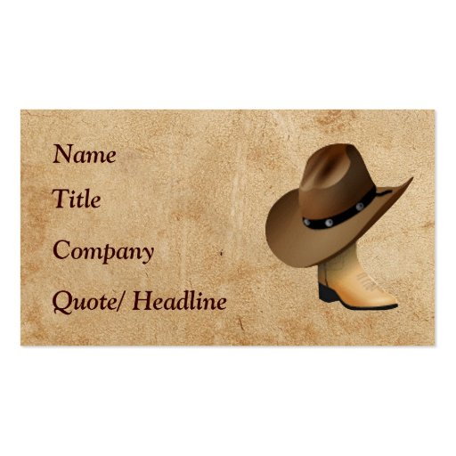Western Boot and Hat Business Cards (front side)