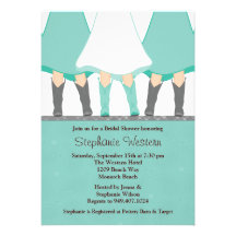 Western Boots Bridal Shower Invitation Mint Gray