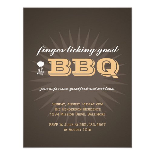Western brown summer grill BBQ starburst picnic Custom Invite
