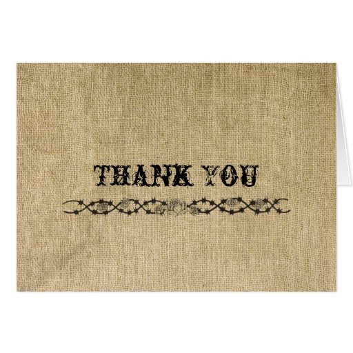 Western Burlap Thank You card | Zazzle