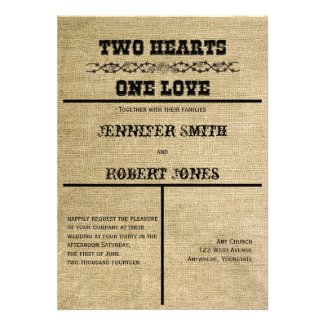 Western Burlap Wedding Invitation