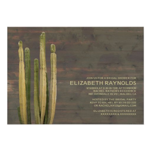 Western Cactus Bridal Shower Invitations