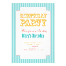 Western Carnival - Birthday Party - Blue & Yellow Invites