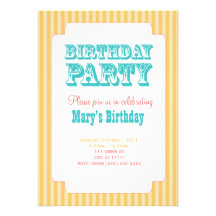 Western Carnival - Birthday Party - Yellow & Blue Invite