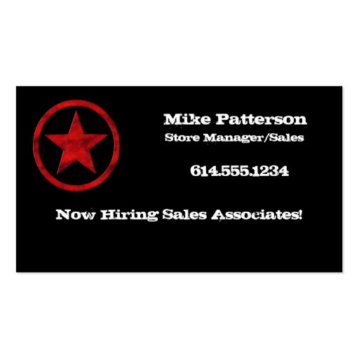 Western Country Business Card :: Red Star Badge (back side)