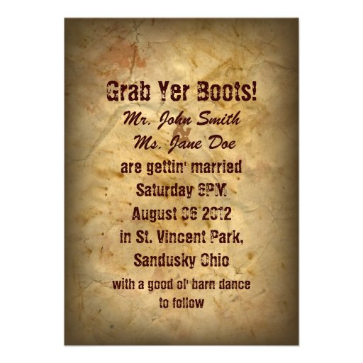 western country cowboy wedding  photo invitation