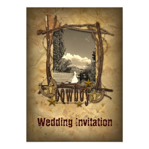 western country cowboy wedding  photo invitation