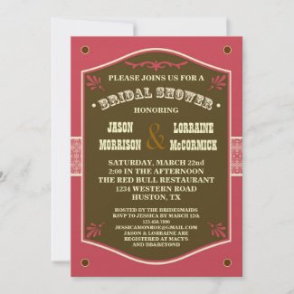 Western Couple's Bridal Shower Invitation invitation