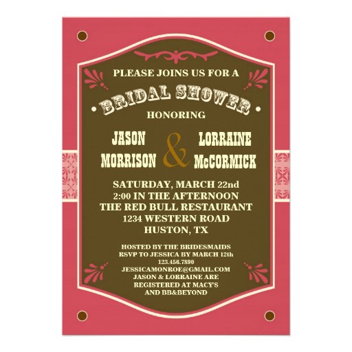 Western Couple's Bridal Shower Invitation