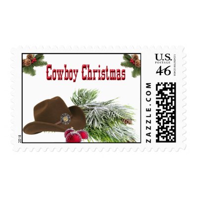 Western Cowboy Christmas Postage Stamps