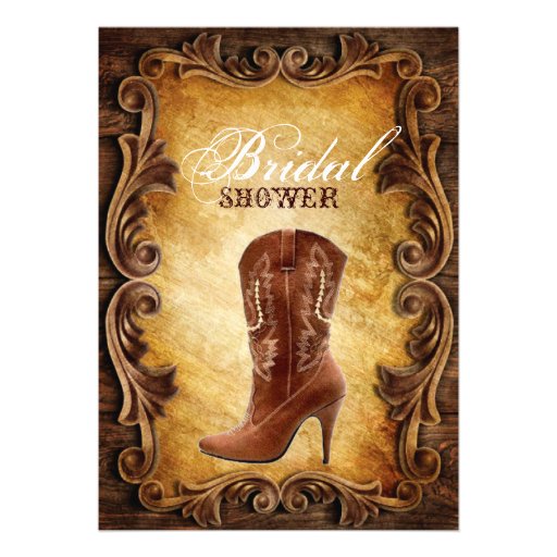 western cowboyboots vintage bridal shower announcement