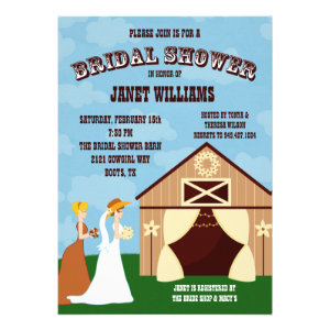 Western Cowgirl Barn Bridal Shower Invitation