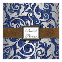 Western Denim & Leather Bridal Shower Invitations