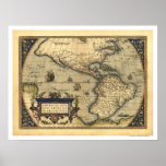 Western Hemisphere Map By Ortelius 1570 posters