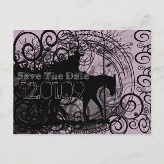 Western Horse With Swirls Save the Date Postcards postcard