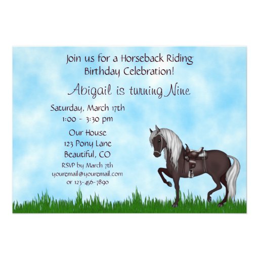 Western Horseback Riding Barn Birthday Invitation