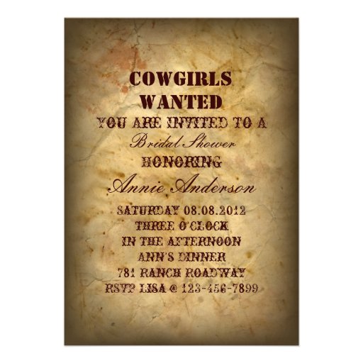 Western Horses Cowgirls Bridal Shower Invitation