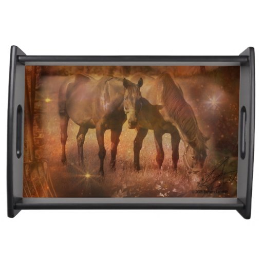Western Horses Grazing Serving Tray Zazzle