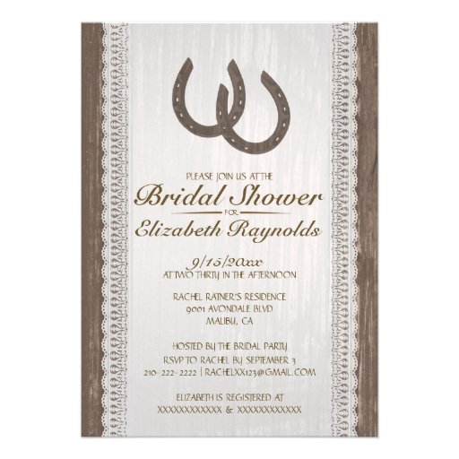 Western Horseshoe Bridal Shower Invitations