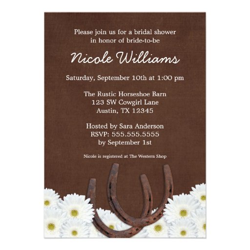 Western Horseshoes and Daisies Bridal Shower Invite