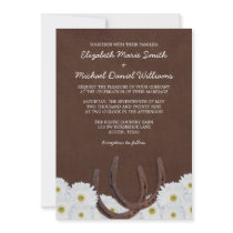 Western Horseshoes and Daisies Wedding Invitation