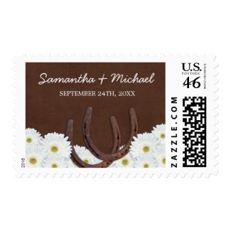 Western Horseshoes and Daisies Wedding stamp