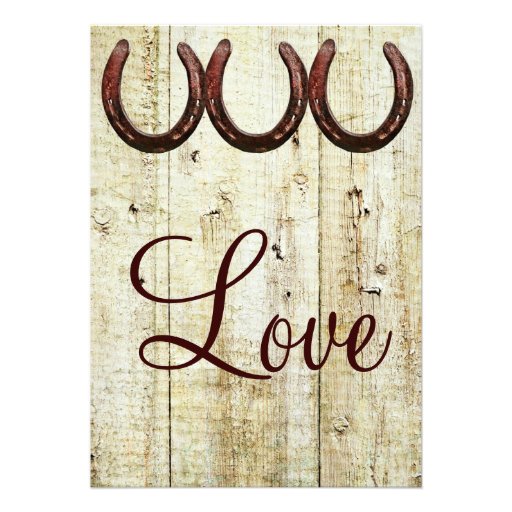 Western Horseshoes Barn Wood Wedding Invitations