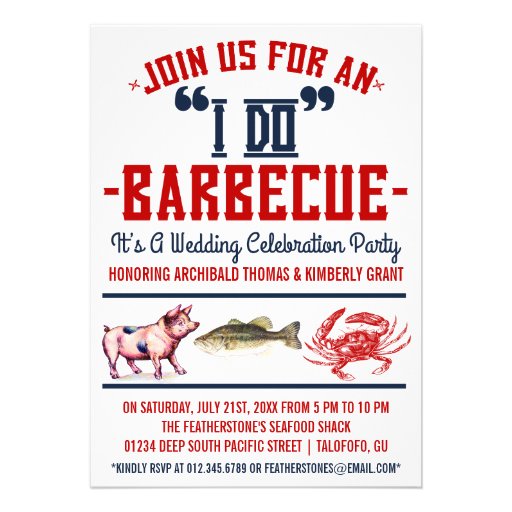 Western "I Do" Barbecue Wedding Party Invitations