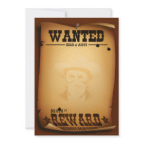 Western Invitations Wanted Poster Stationery