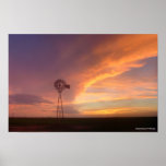 Western Kansas Sundown Windmill Print