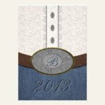Western Lace and Denim Monogram Belt Buckle Grad invitations