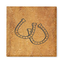 Western Leather Tool Design w/Horseshoes ~ Magnet by Westernpalamino Western Leather Tool Design w/Horseshoes ~ Magnet