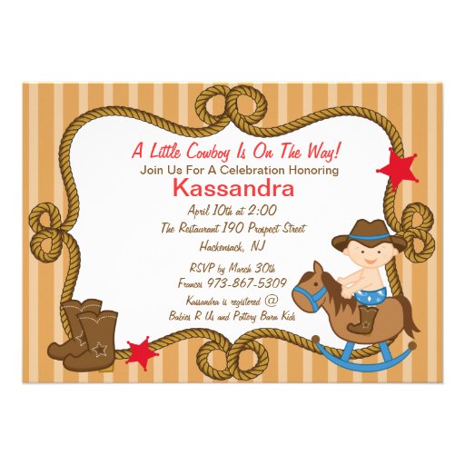 Western Little Cowboy Baby Shower Invitation from Zazzle.com