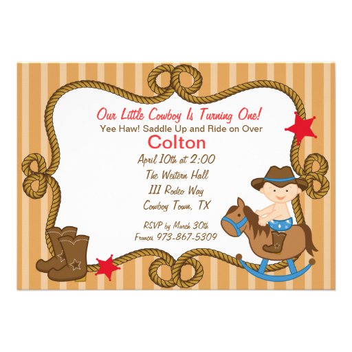 Western Little Cowboy Birthday Invitation