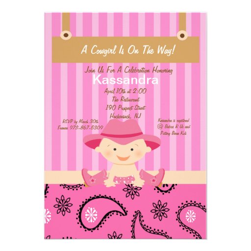 Western Little Cowgirl Baby Shower Invitation