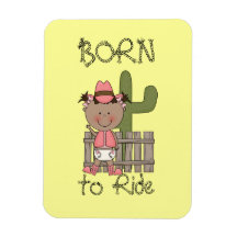Western Little Girl & Saguaro Rectangle Magnet