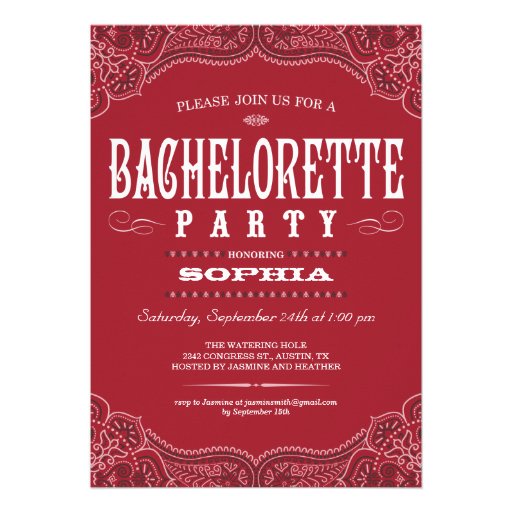 Western Paisley Bachelorette Party Invitation
