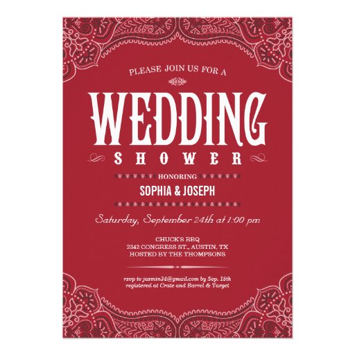 Western Paisley Wedding Shower Invitations