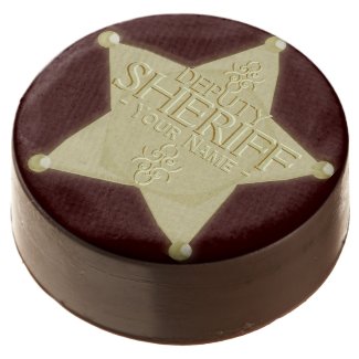 Western Party Deputy Sheriff Name Badge Chocolate Dipped Oreo