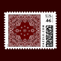 Western Red Bandana Postage Stamps stamps