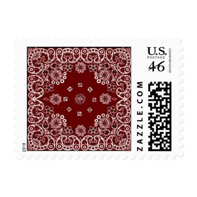Western Red Bandana Postage Stamps