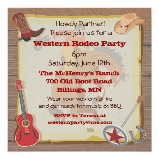 Western Rodeo Cowboy Party Invitation