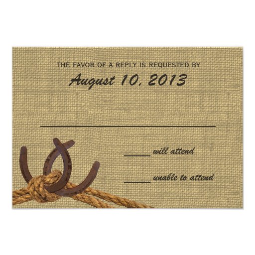 Western Rope and Horse Shoes Response Personalized Invites