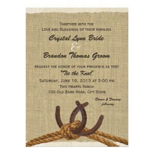 Western Rope and Horse Shoes Wedding Invitation