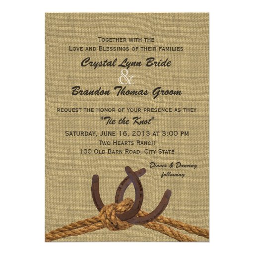 Western Rope and Horseshoes Wedding Personalized Announcement