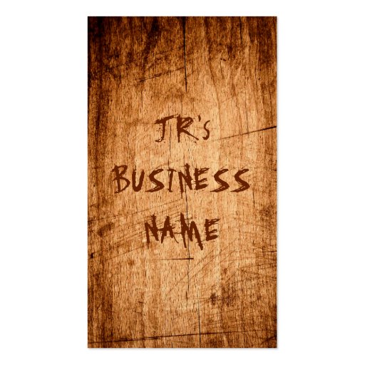 Western Rustic Scratched Wood Grain Cool Stylish Business Card (back side)