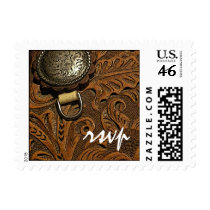 Western Saddle Country Wedding RSVP Stamp