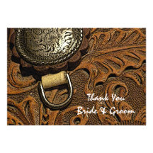 Western Saddle Country Wedding Thank You Note Invitations