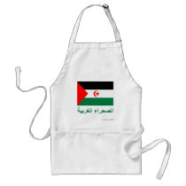 Western Sahara Flag with Name in Arabic aprons